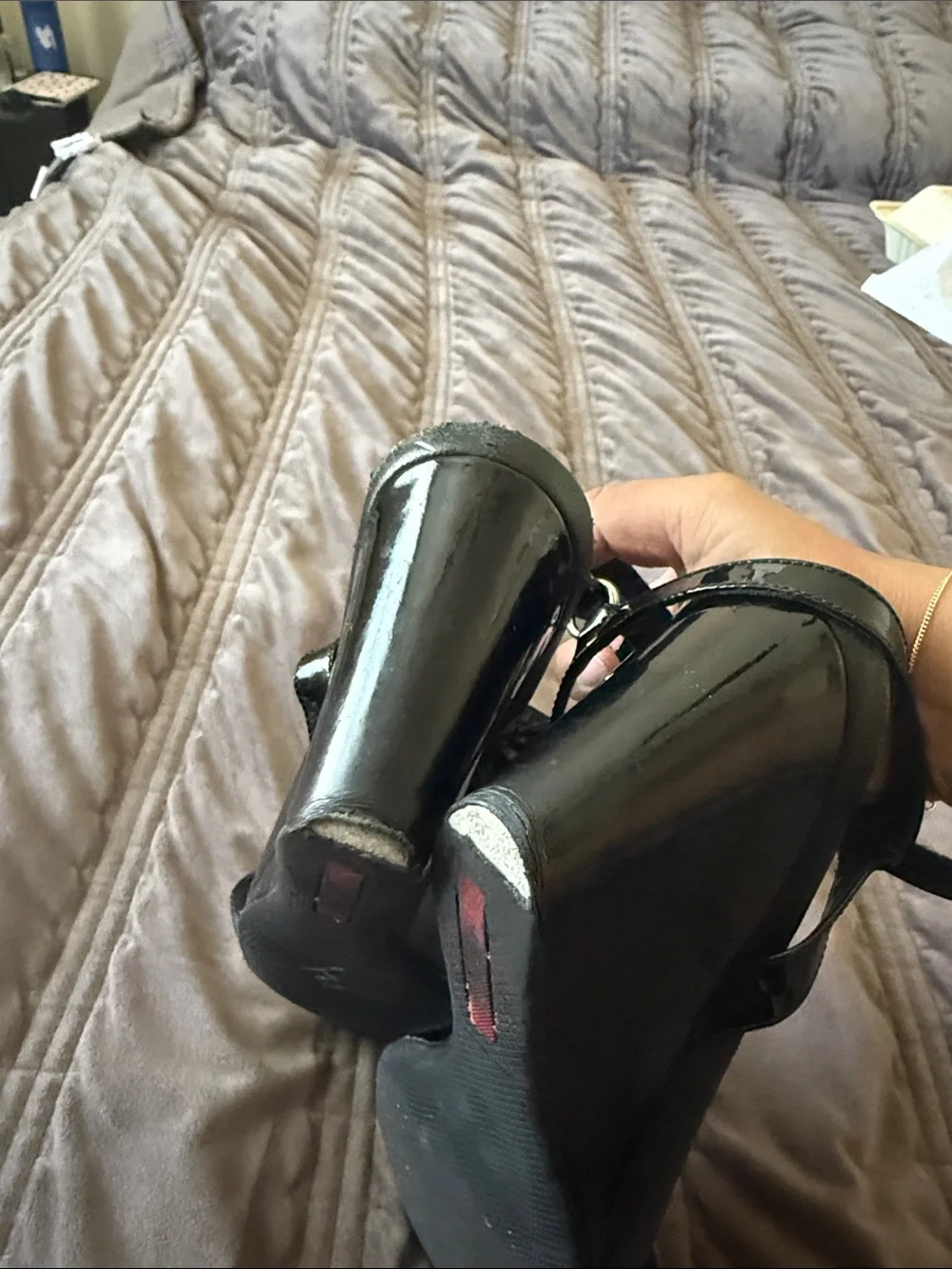 Authentic Y2K style Prada Black patent leather & Fabric Velcro strap sandals